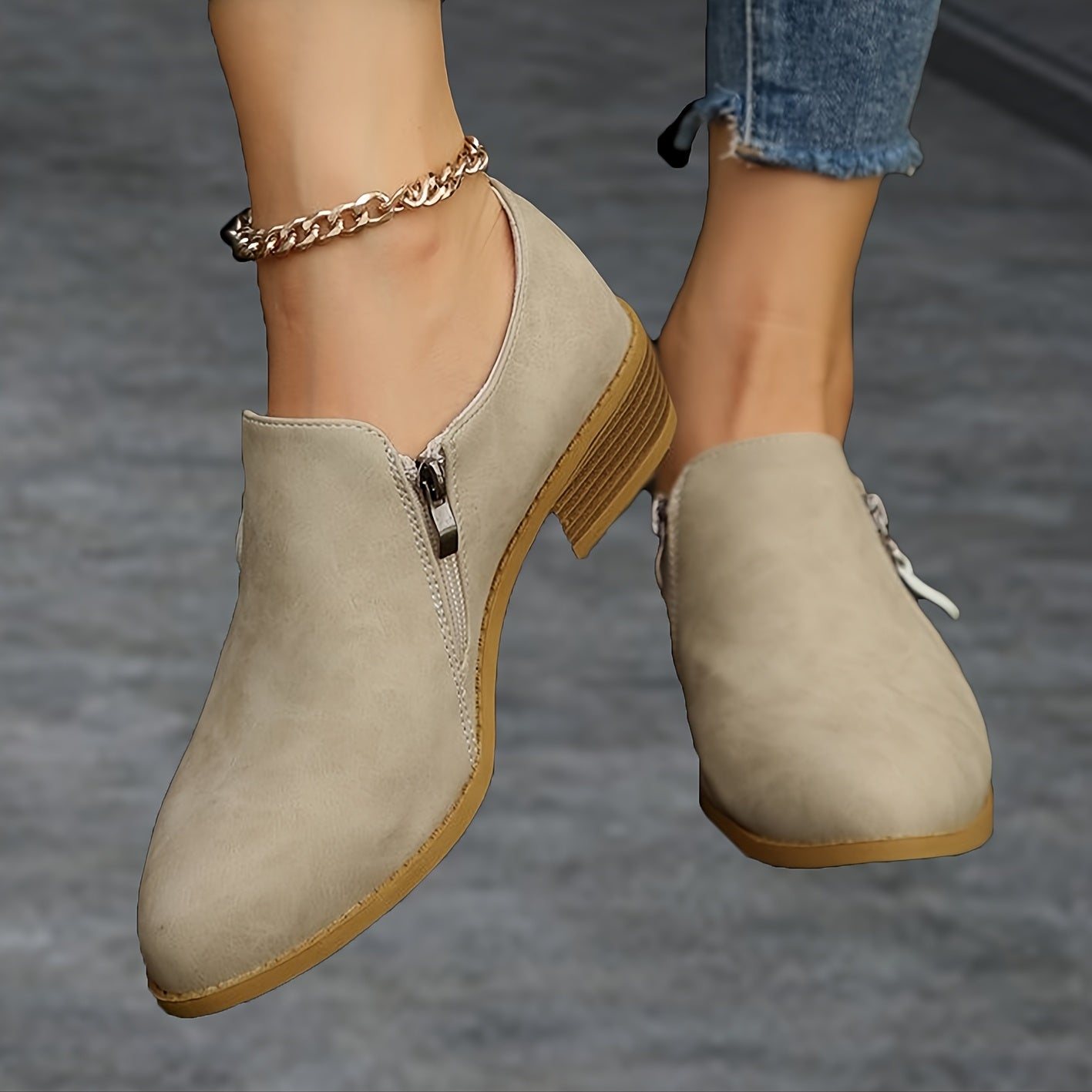 Women's Retro Western Slip-On Ankle Boots Faux Cover Rubber Sole All-Season