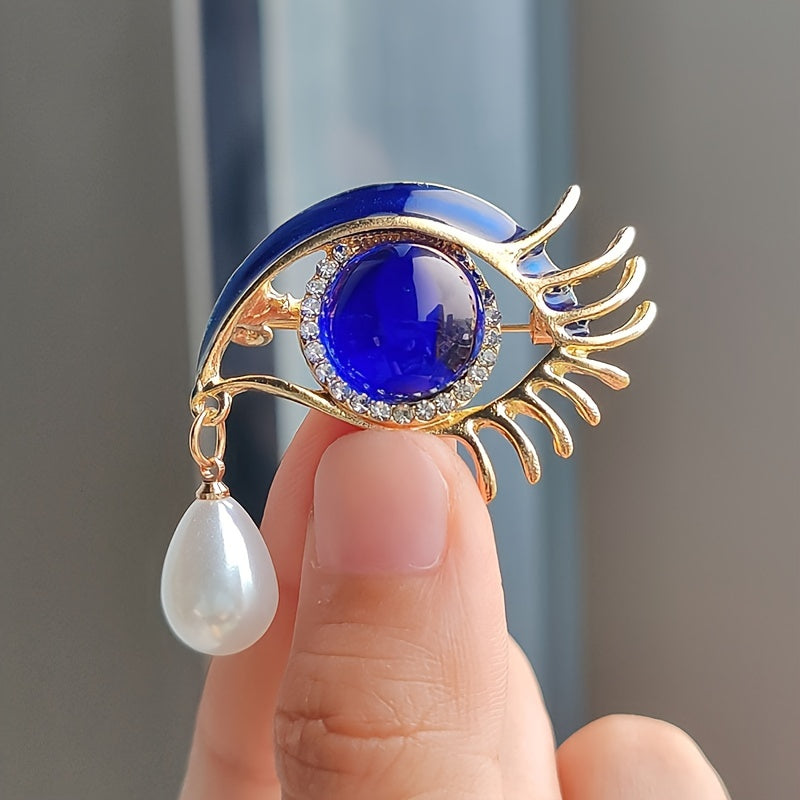 Ikki ta vintage gotik ko'z shaklidagi broshlar to'plami, qotishma rhinestones, taqlid marjonlar, zargarlik buyumlari