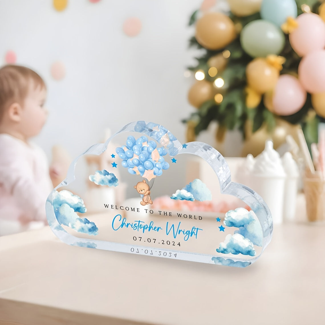 Customized Kids Boy Memento Vertical Acrylic Photo Frame for Nursery and Baby's First Year