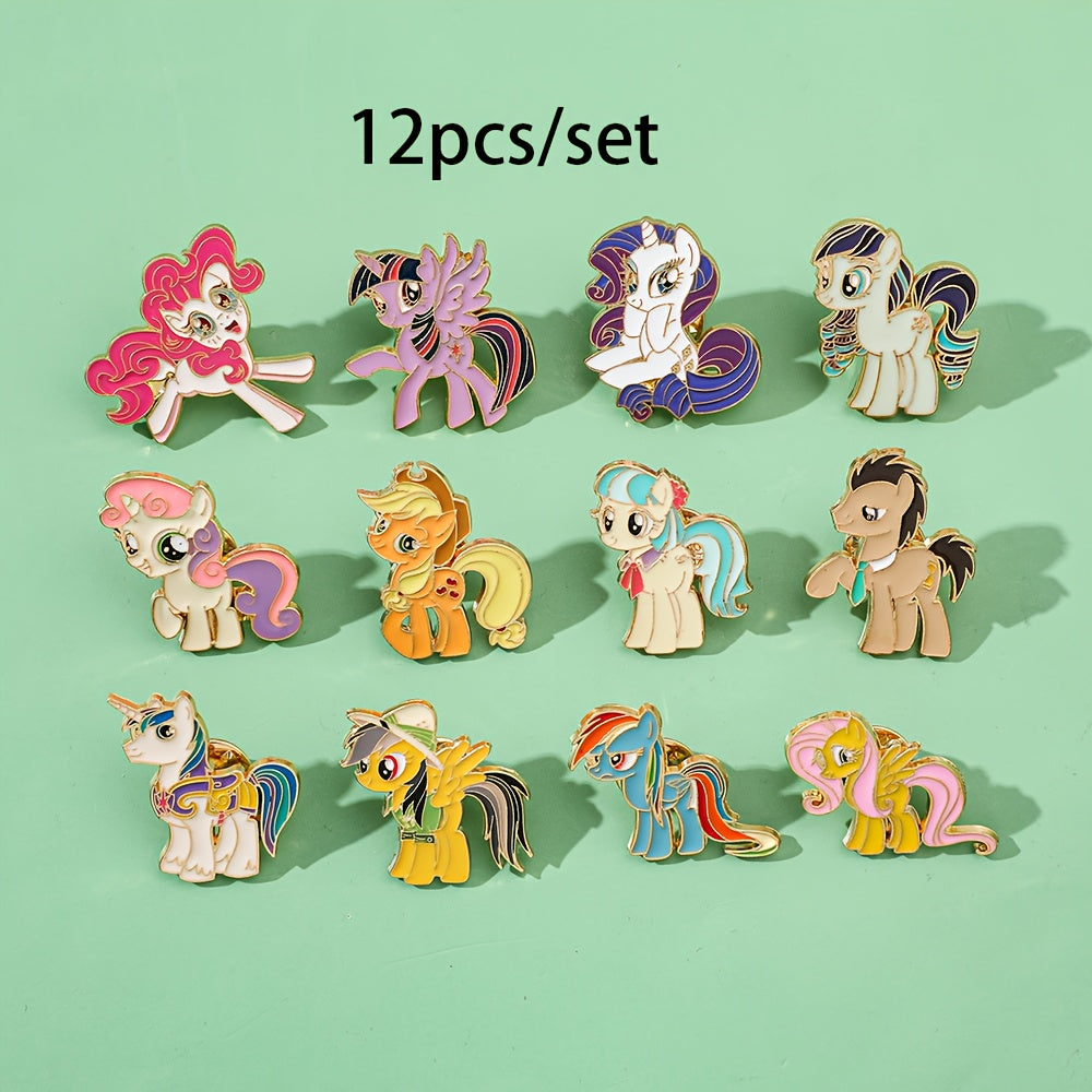 Backpacklar va kiyimlar uchun My Little Pony mavzusidagi 6, 12 yoki 18 ta karton emal pinlar to'plami