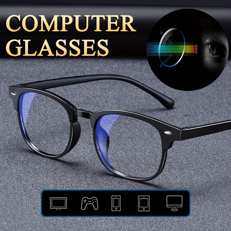 Unisex Round Frame PC Glasses Anti Blue Light Vintage Full Rim Eyewear