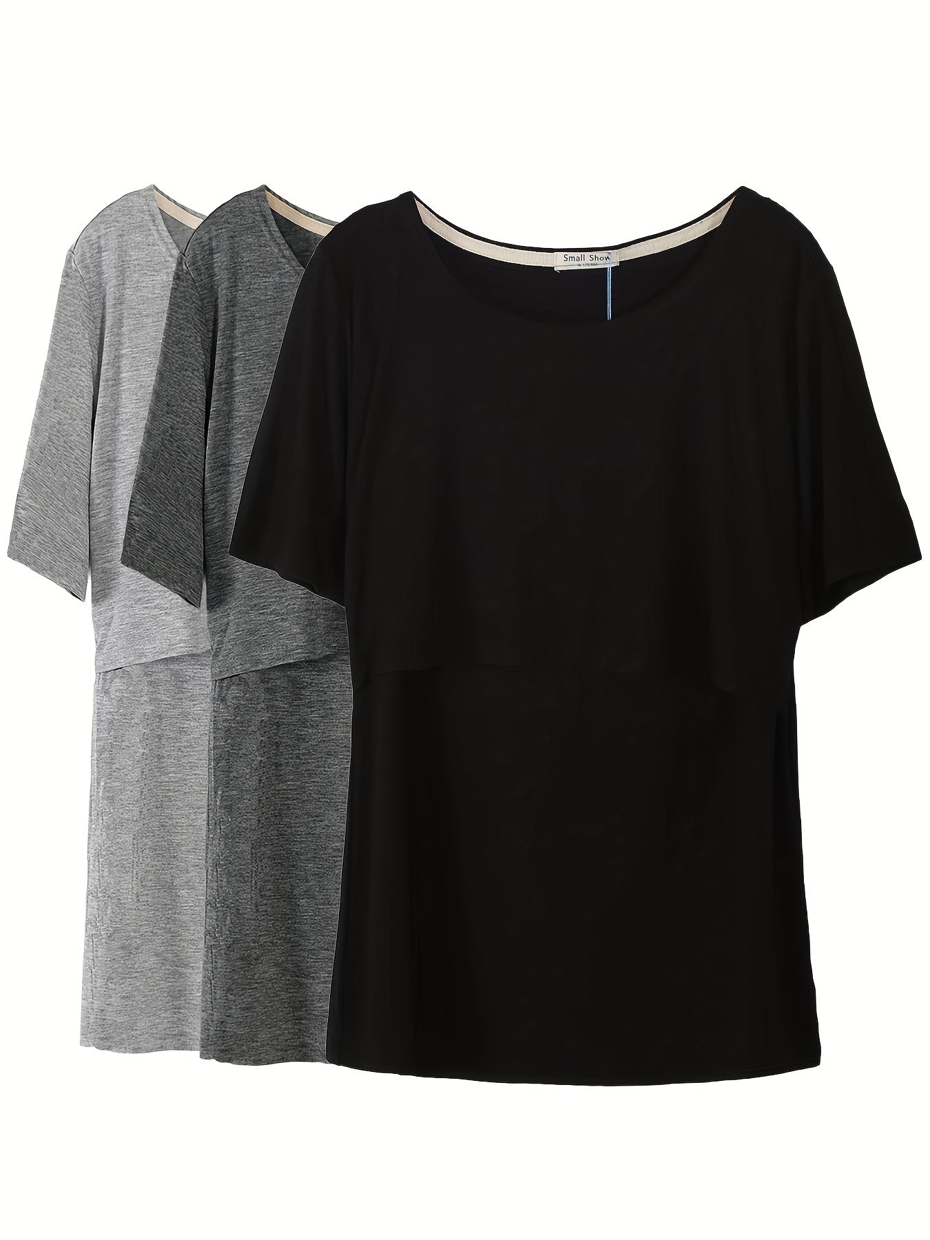 Women's Maternity Short Sleeve T-Shirts Set for Breastfeeding Summer Polyester Solid