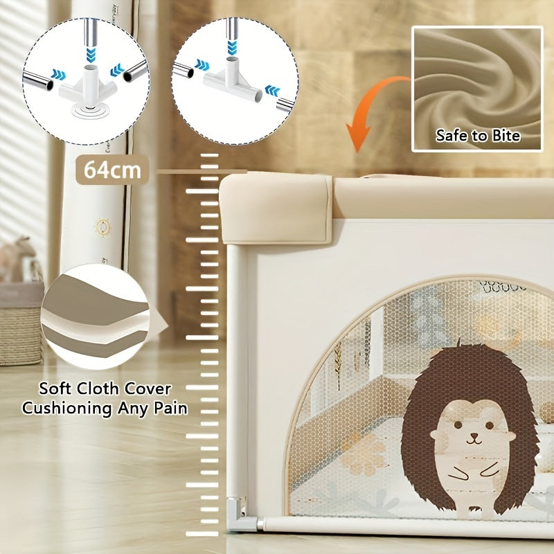 Kids Playpen Metal Indoor Outdoor Safety Enclosure Spacious Khaki