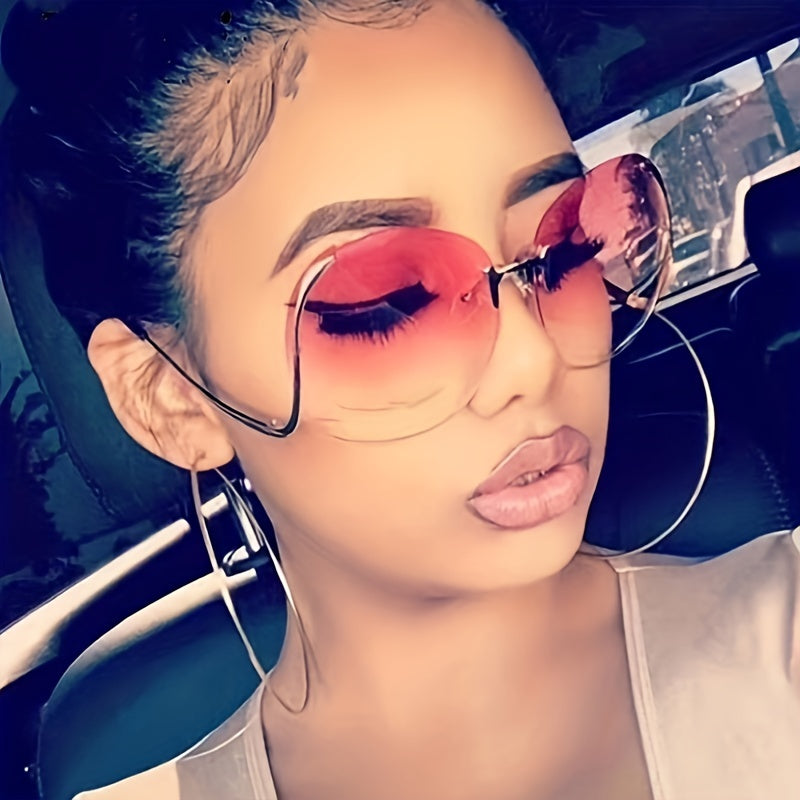 Gafas de sol sin montura con degradado para mujeres y hombres protección UV moda