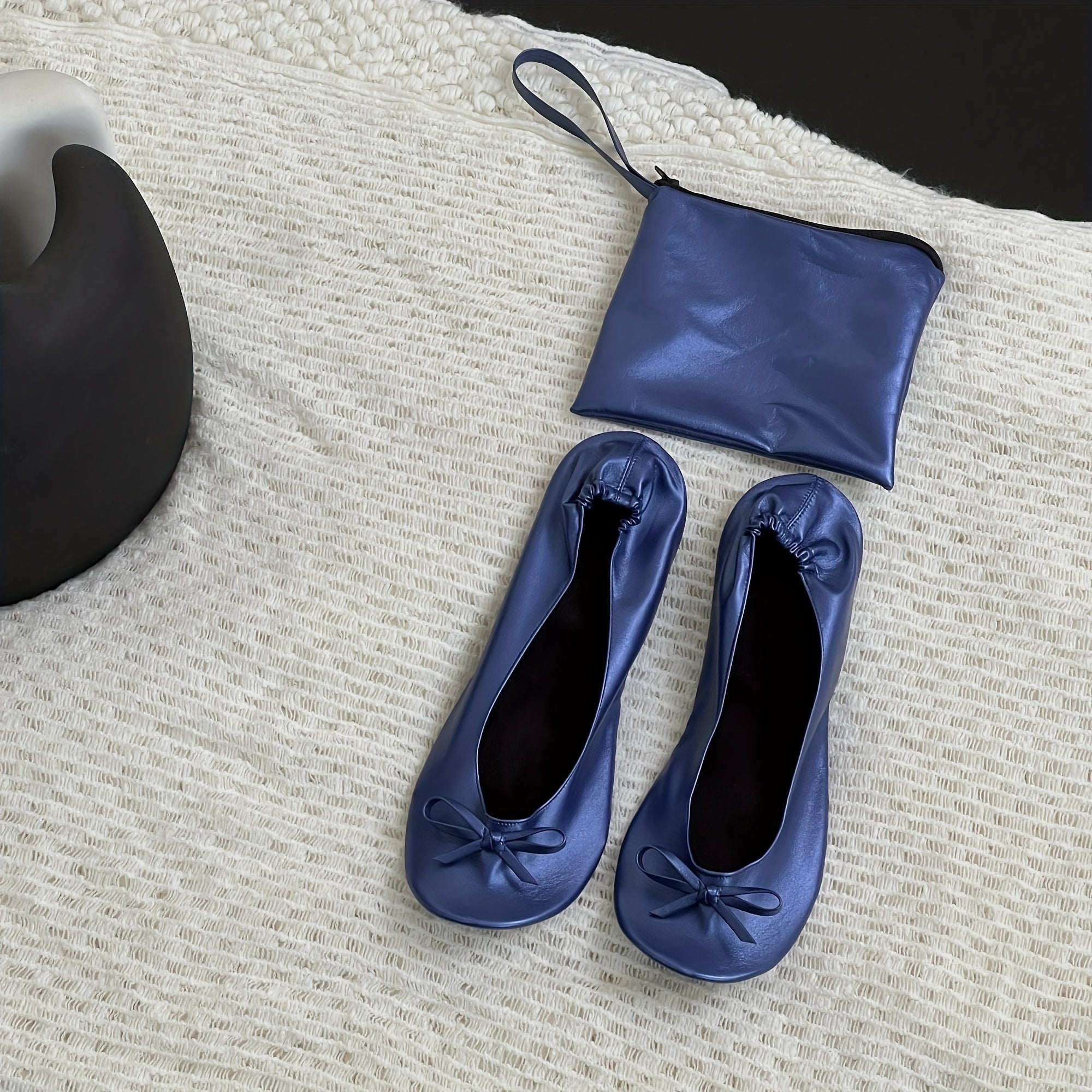 Women's Soft Sole Ballet Flats, Foldable Wedding Dance Shoes, Solid Color