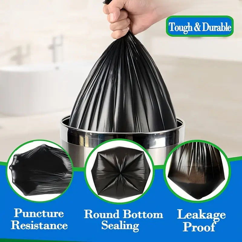 100 Black Garbage Bags 4 Rolls Household Trash Liners Strong Load-Bearing