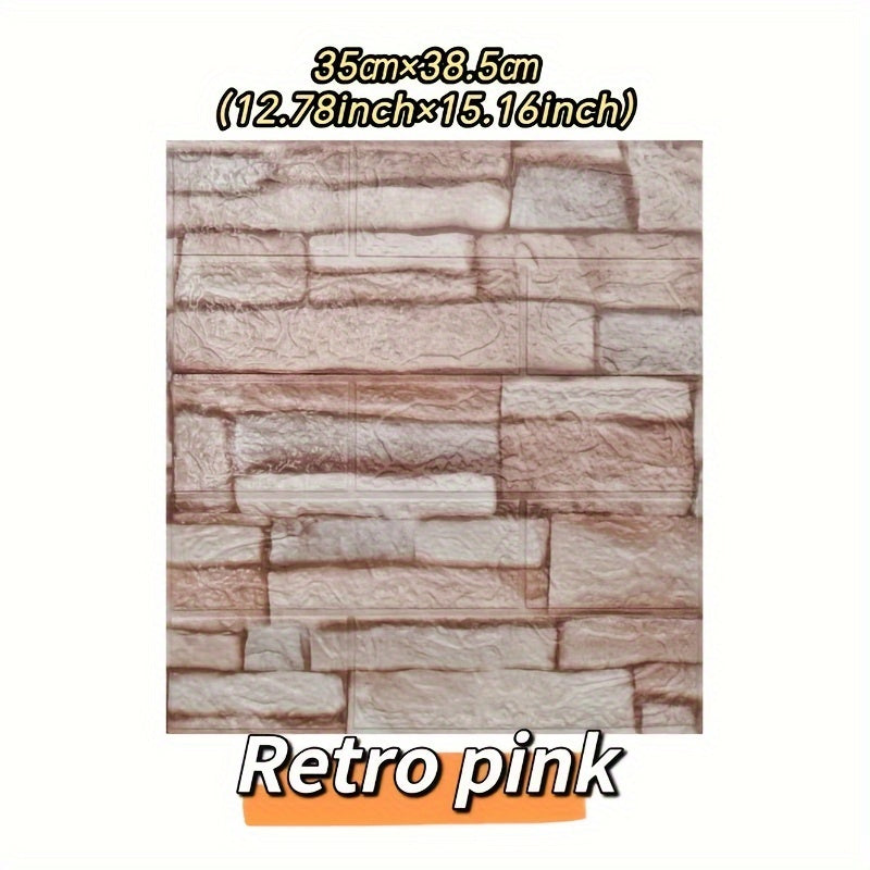 15pcs 3D Retro Brick Pattern Wall Tile Stickers Waterproof Easy to Apply for Kitchen Bathroom Living Room