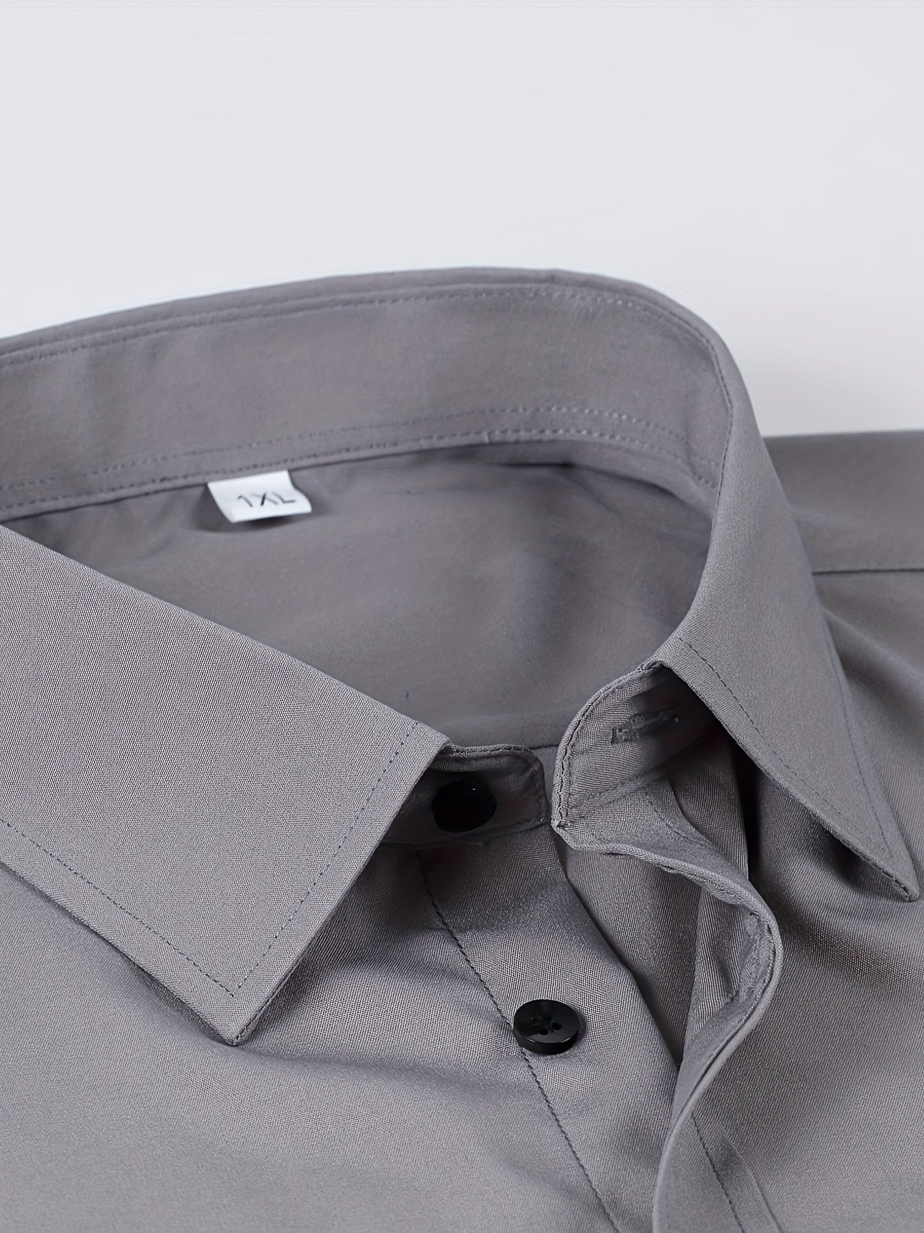 Men's Plus Size Solid Color Dress Shirt with Square Collar Regular Fit All-Season Polyester