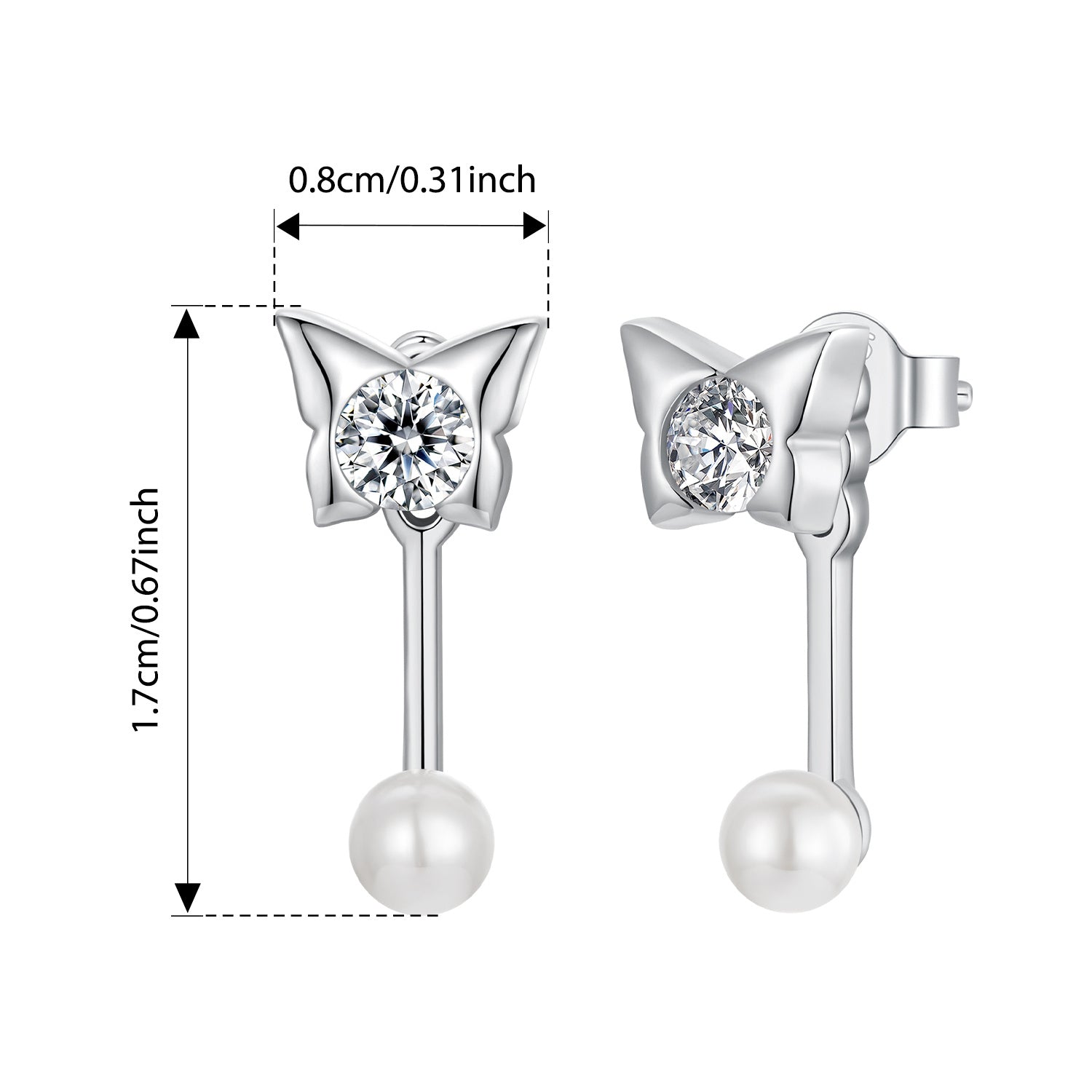 Women's Butterfly Drop Earrings Hypoallergenic Sterling Silver Faux Pearl Gemstone Wedding Gift