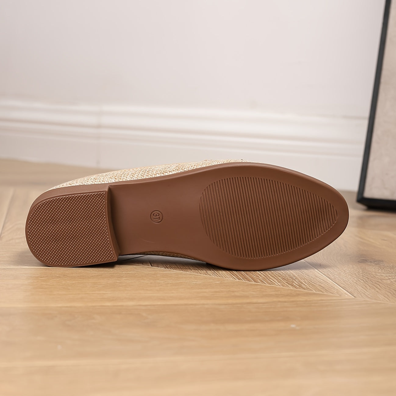 Women's Flat Bottom Metal Buckle Loafers Retro Braided College Style Shoes