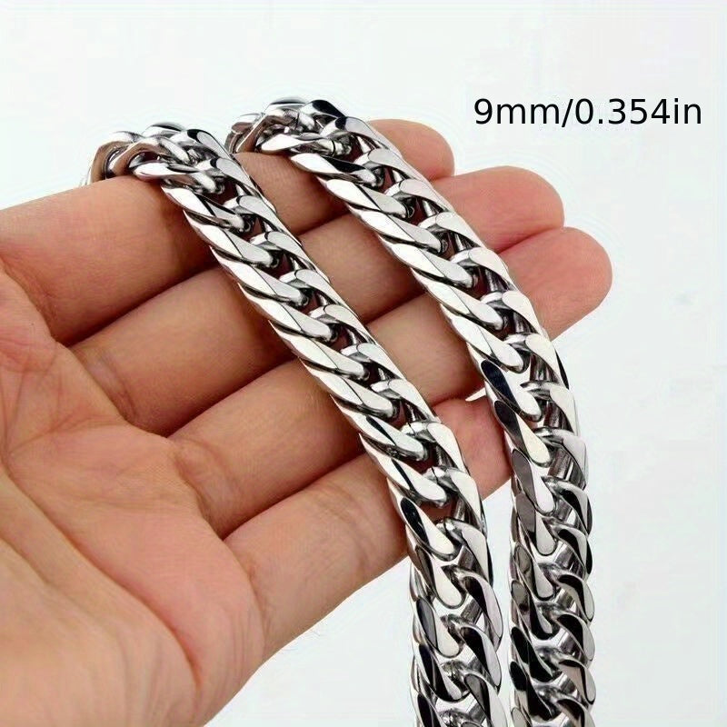 Men's Stainless Steel Cuban Chain Necklace Thick and Thin Rap Style Jewelry