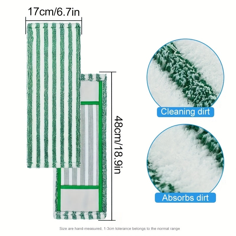 Juego de 4 paños de microfibra para mopas, ecológicos, lavables a máquina, con rayas verdes