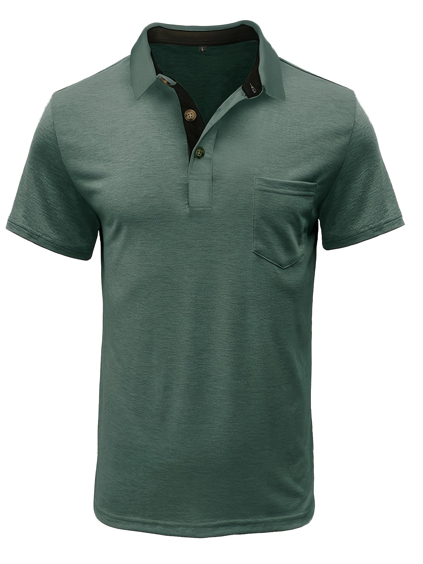 Men's Plus Size Plaid Collar Pocket T-Shirt Summer Knit Polyester