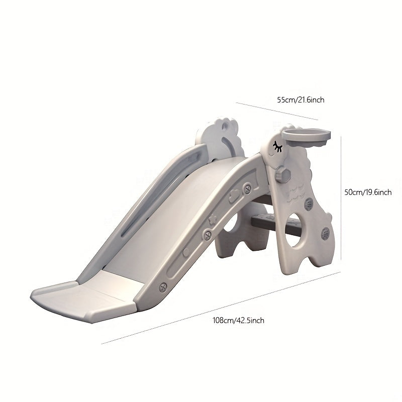 Bolalar uchun uyda o‘ynash uchun ichki yig‘iladigan plastmassa slaydi, yosh 2+, pushti va oq