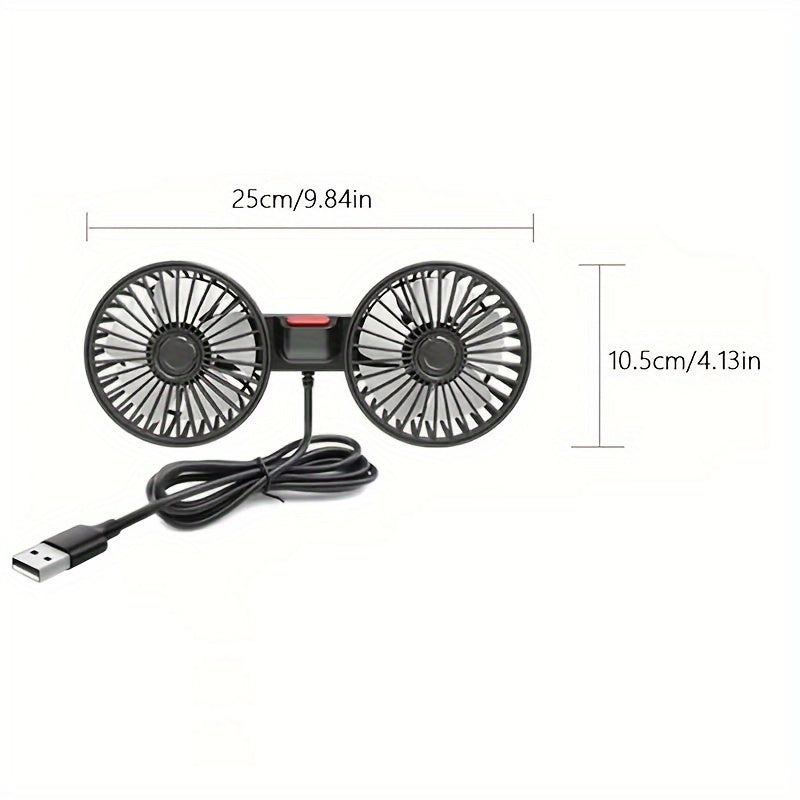 Car Fan with USB Interface Portable Electric Fan for Car, Beach, Travel
