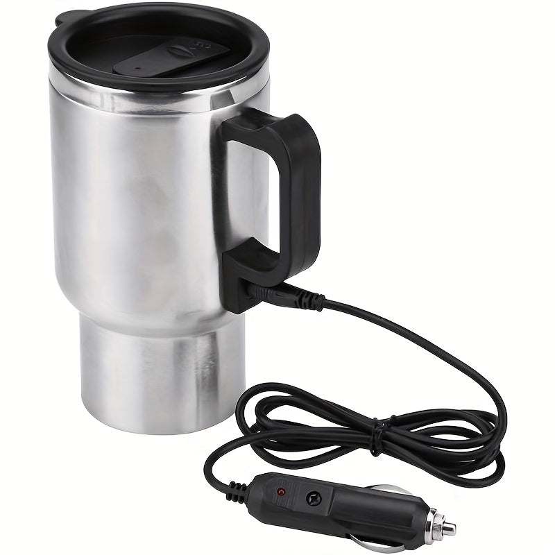 Stainless Steel Travel Mug 450ml Electric Car Heated Coffee Tea Cup