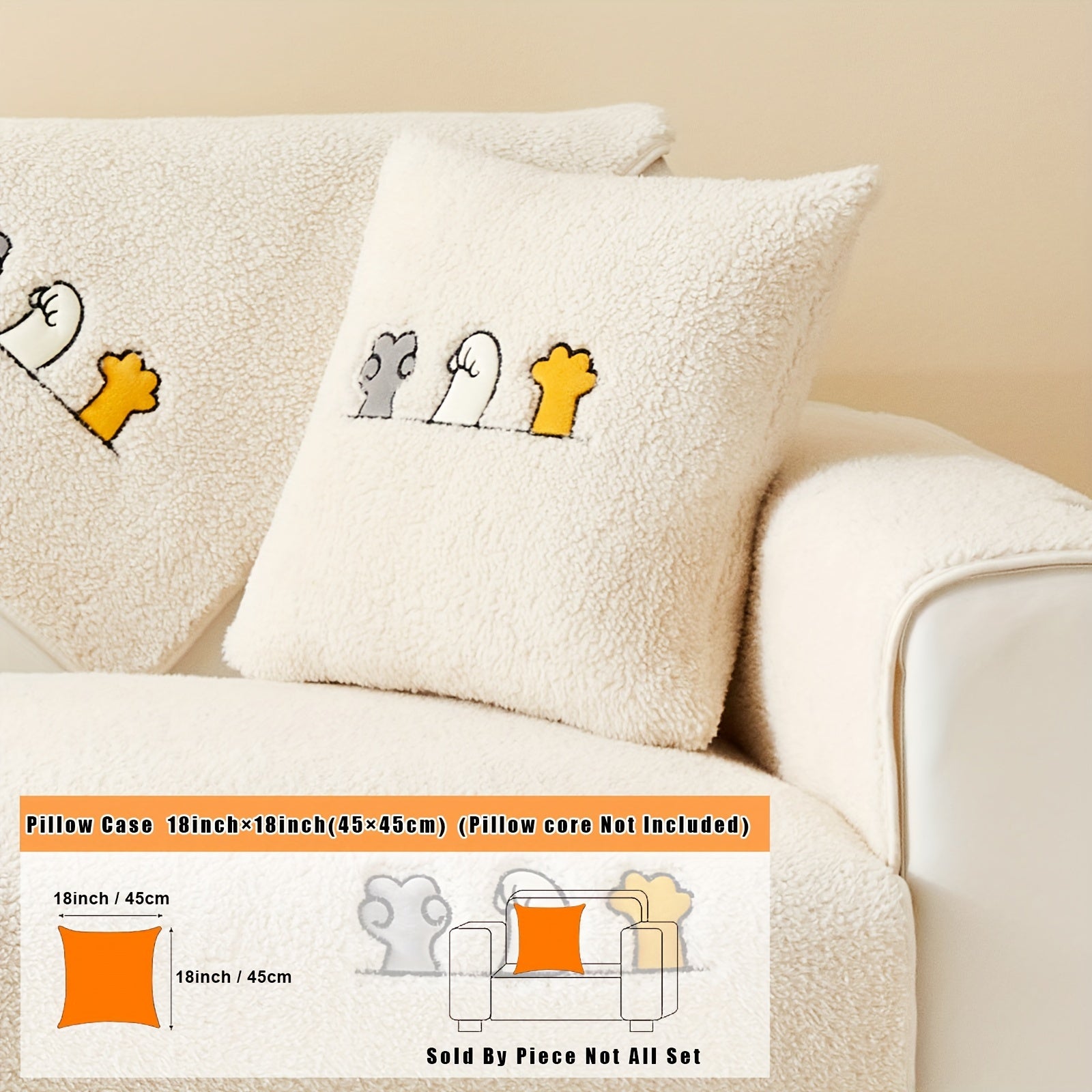 Zamonaviy yumshoq divan qoplamasi, oyoq izlari naqshli tikuv bilan, divanlar uchun sirpanmas himoya, mashinada yuvish mumkin va turli xil mebellar uchun mos.