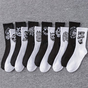 Men's Mid-Calf Socks 6-10 Pairs Black White Graffiti Pattern All Seasons