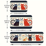 Cat Print Doormats Set Waterproof Non-Slip Polyester for Kitchen Living Bathroom
