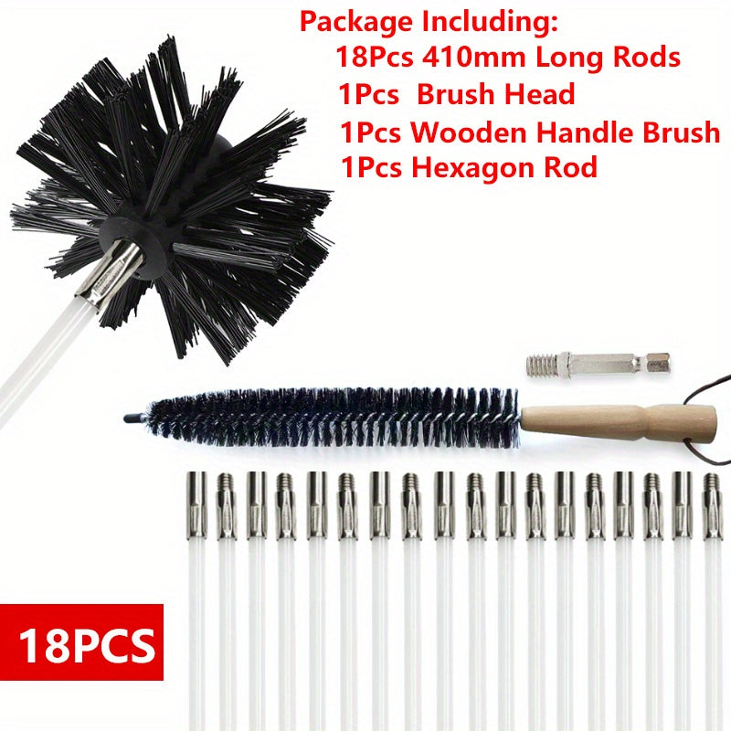 Chimney and Dryer Vent Cleaning Kit with 100mm Brush and 30ft Reach