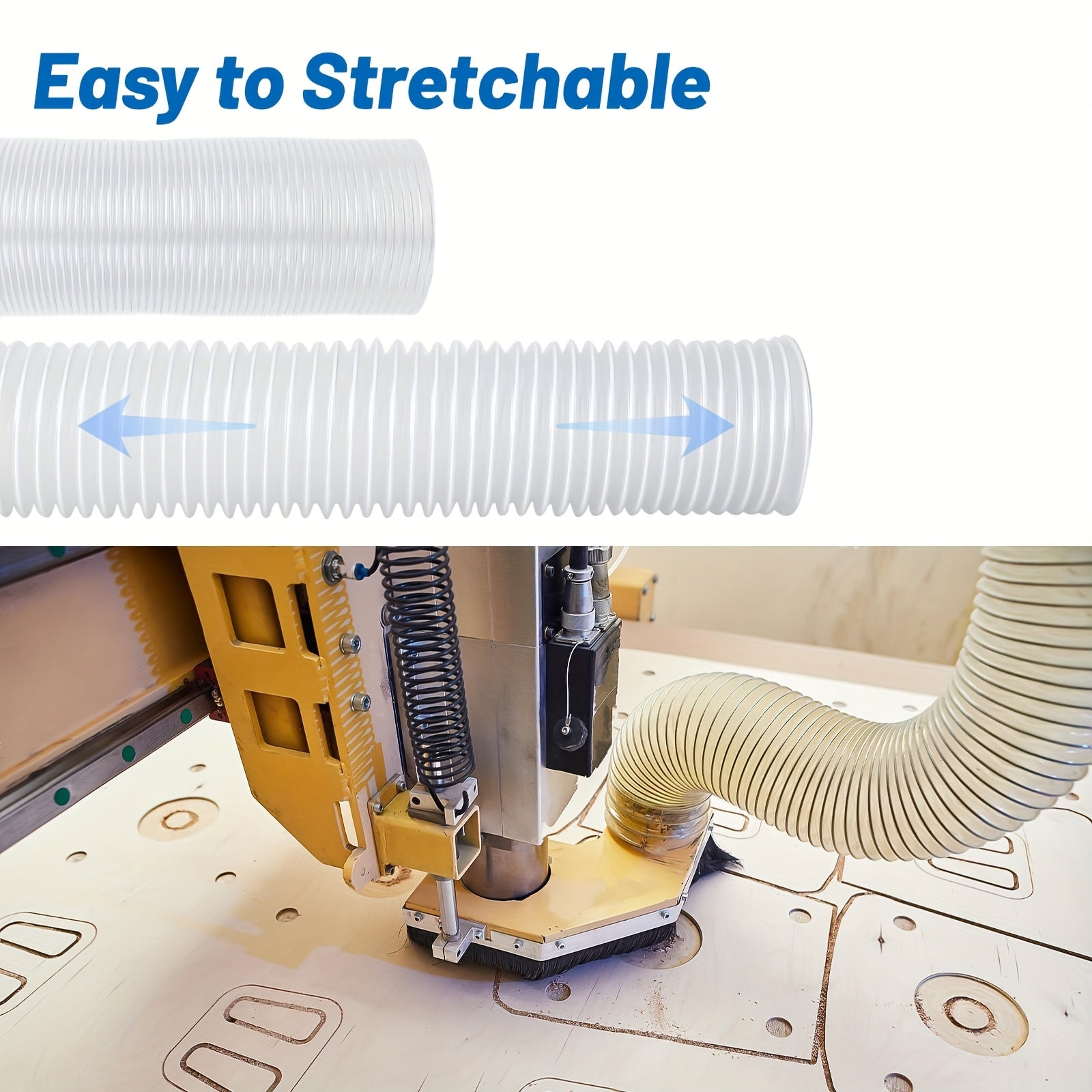 Zanglamas po'lat qisqichlar va sim mustahkamlash bilan jihozlangan mustahkam PVC chang yig'ish shlangi sanoat foydalanishi uchun ideal.