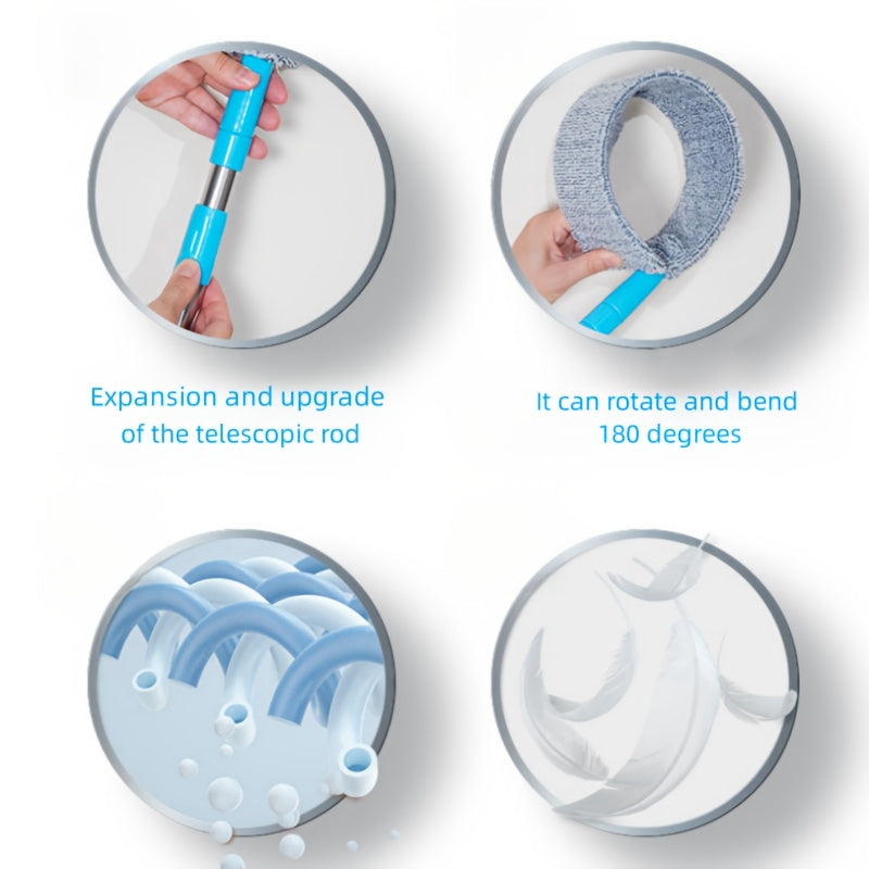 Uy tozalash uchun sozlanadigan uzunlikdagi ko'k tutqichli tortiladigan chang tozalagich