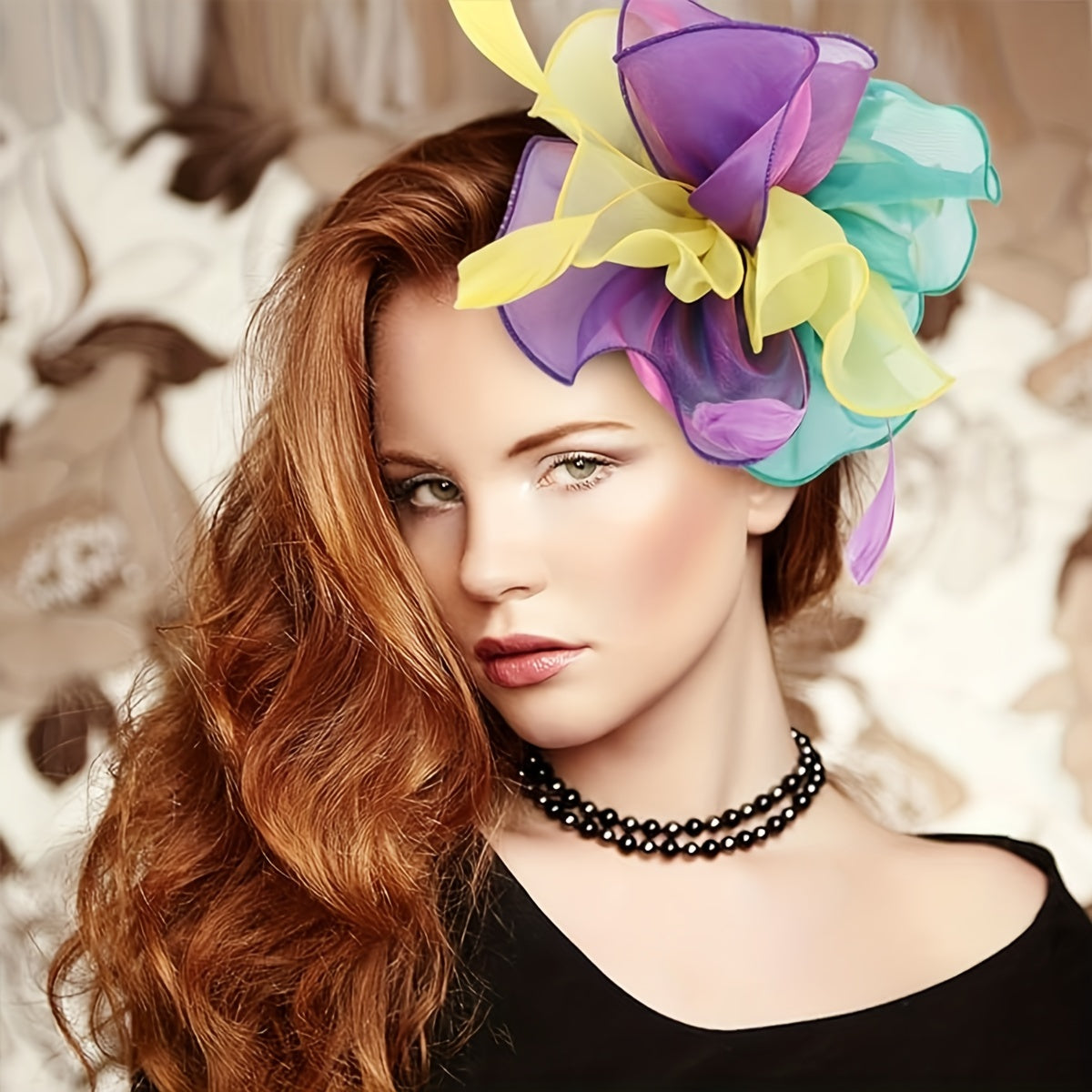 1950s Style Fascinator Hat for Women Featherless Flower Hair Hoop for Tea Party Wedding