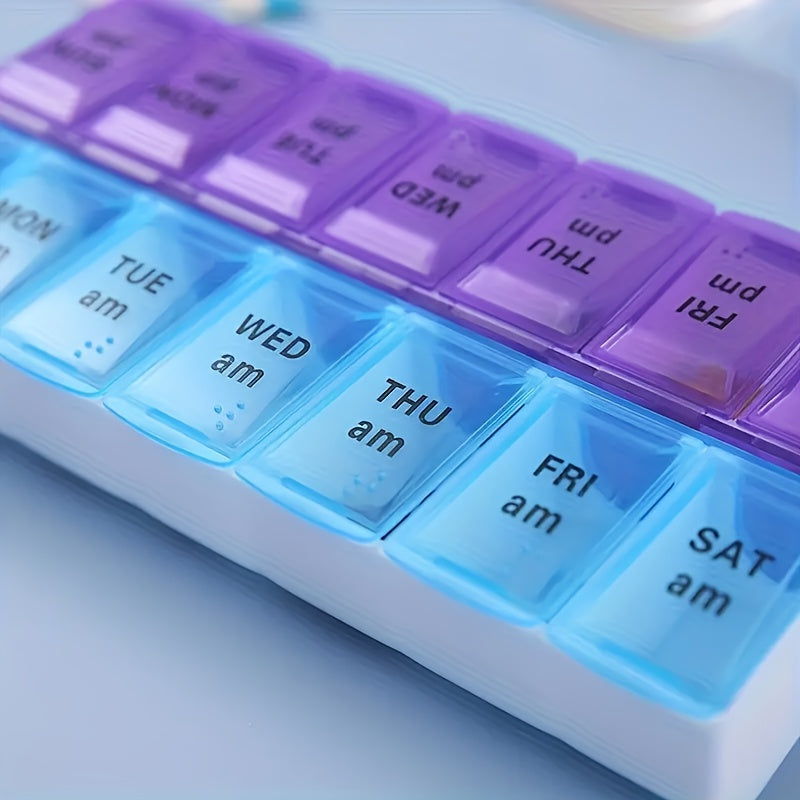Portable 7-Day Plastic Pill Organizer with Dual-Color Compartments