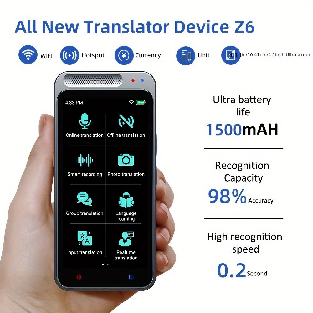 Smart Language Translator Device Voice Photo 138 Languages Offline WiFi Rechargeable