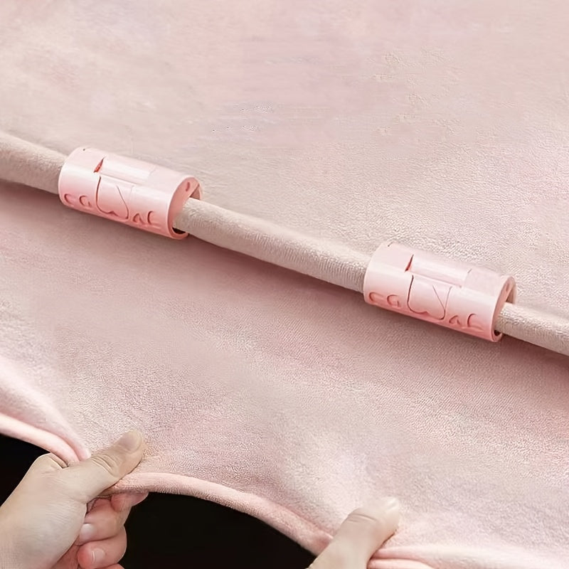 Pack of 10 Pink Bed Sheet Straps Elastic Woven Fabric Clips for Secure Bedding