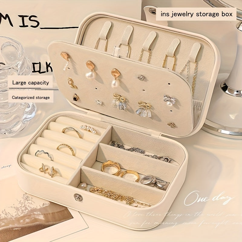 Jewelry Organizer Compact Storage Box for Rings and Earrings Giftable