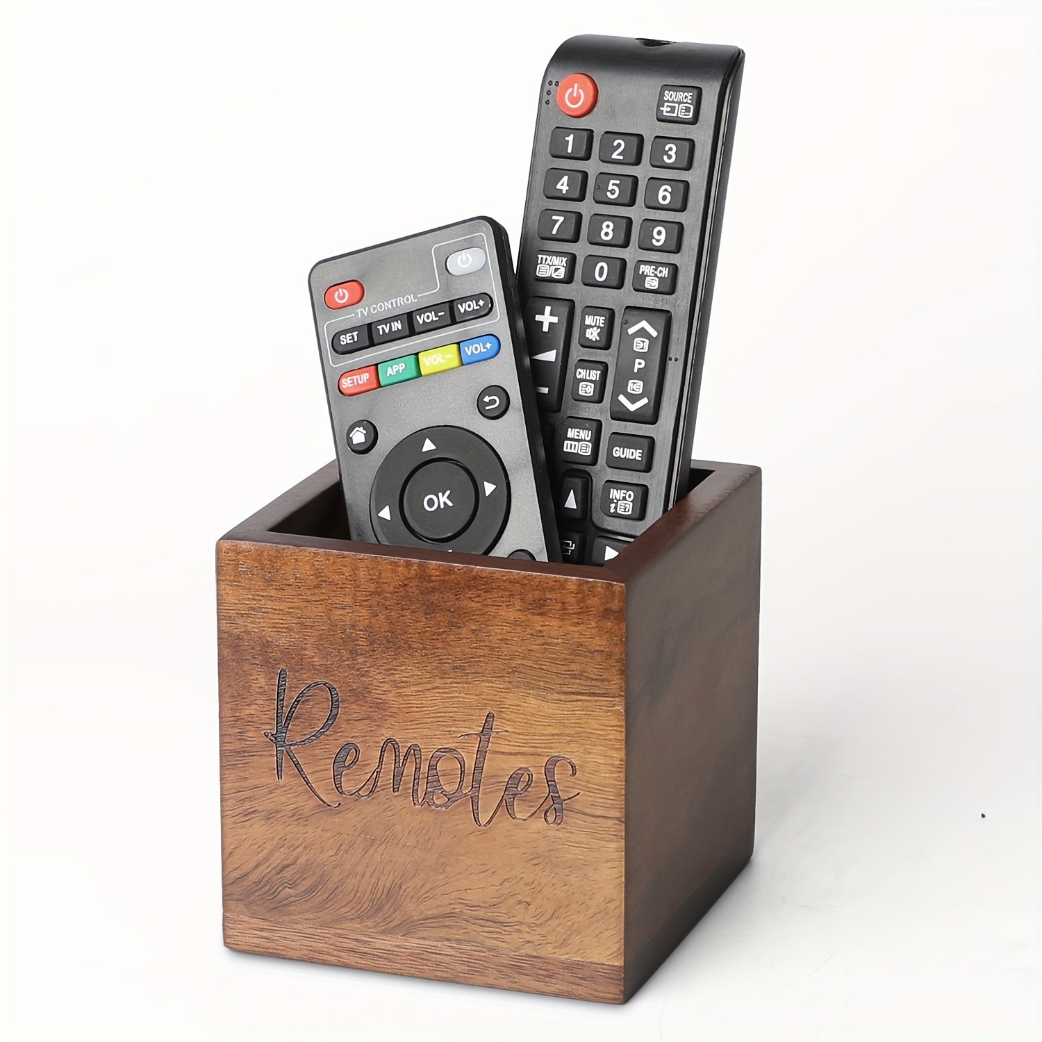 Acacia yog'ochli masofadan boshqarish uchun tashkilotchi, vintage fermachilik stol uchun 2-3 ta masofadan boshqarish uchun mo'ljallangan.