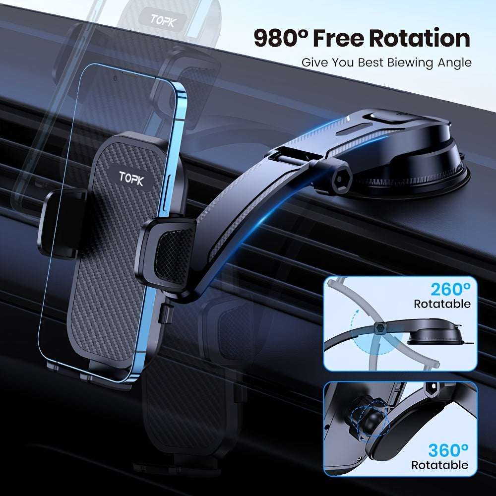 Adjustable Car Dashboard Phone Holder for All Phones Waterproof and Universal