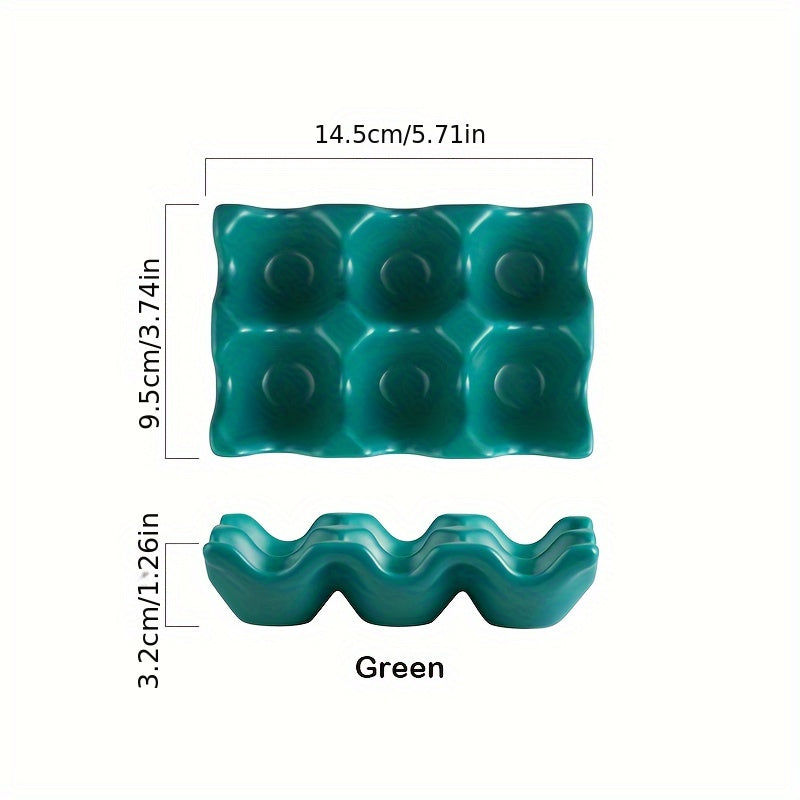 Colorful Ceramic Egg Tray Double Row 6 Cell Kitchen Storage and Preservation