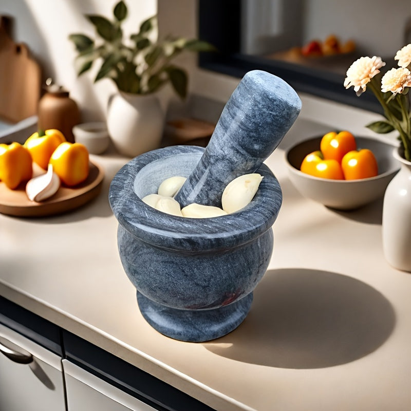 Handcrafted Marble Mortar and Pestle Set for Spices and Grains in Kitchen