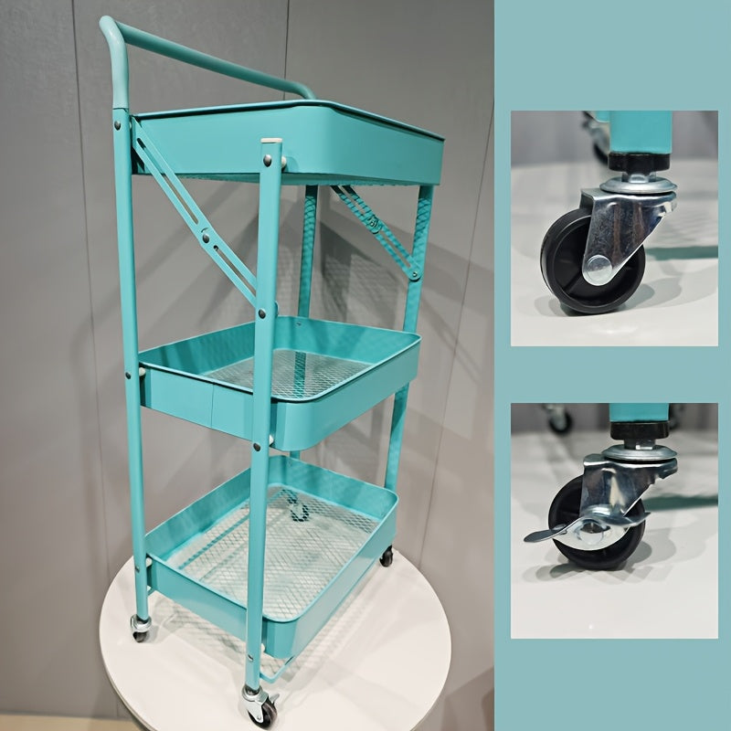 Multi-Layer Plastic Storage Rack Foldable Organizer for Kitchen Bathroom Bedroom