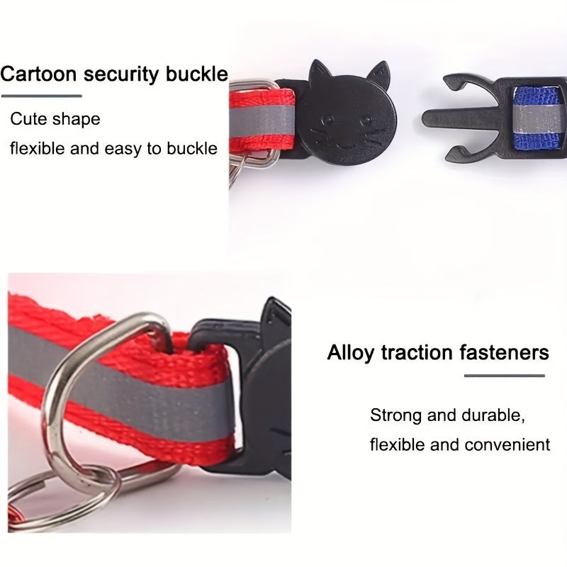 10-Pack Reflective Breakaway Cat Collars with Bells and Ears Adjustable Safety Pet Collars