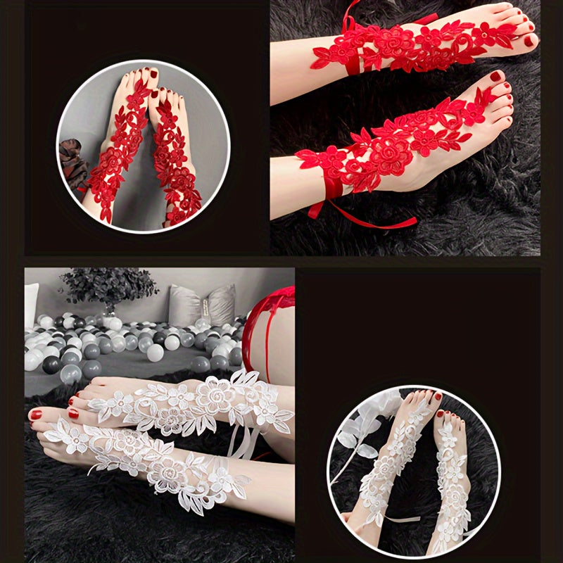 Women's Floral Lace Anklets for Valentine's Day Lingerie