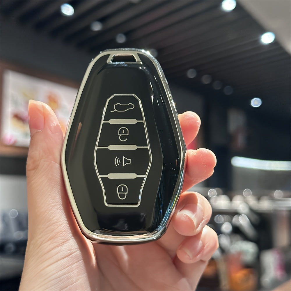 Universal TPU Car Key Fob Cover for Remote Control Black Silver Durable
