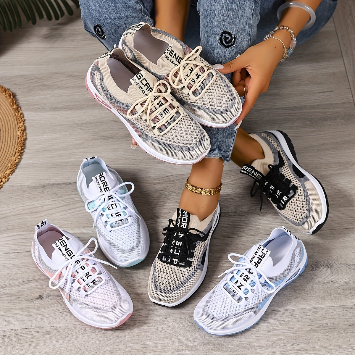 Women’s Lightweight Breathable White Sneakers for Walking and Casual Wear