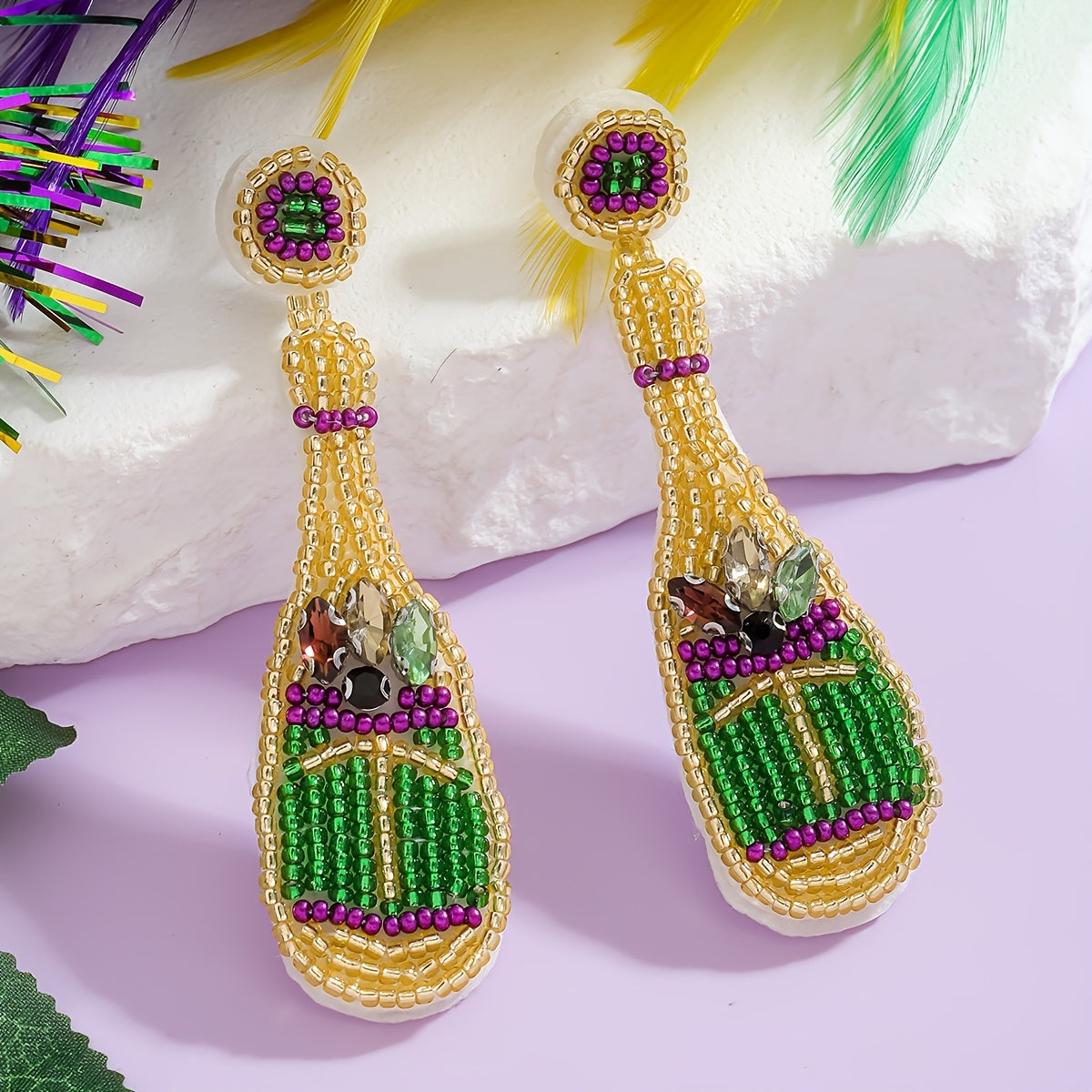 Pendientes largos boho-chic con cuentas y detalles de rhinestone para festivales y uso diario