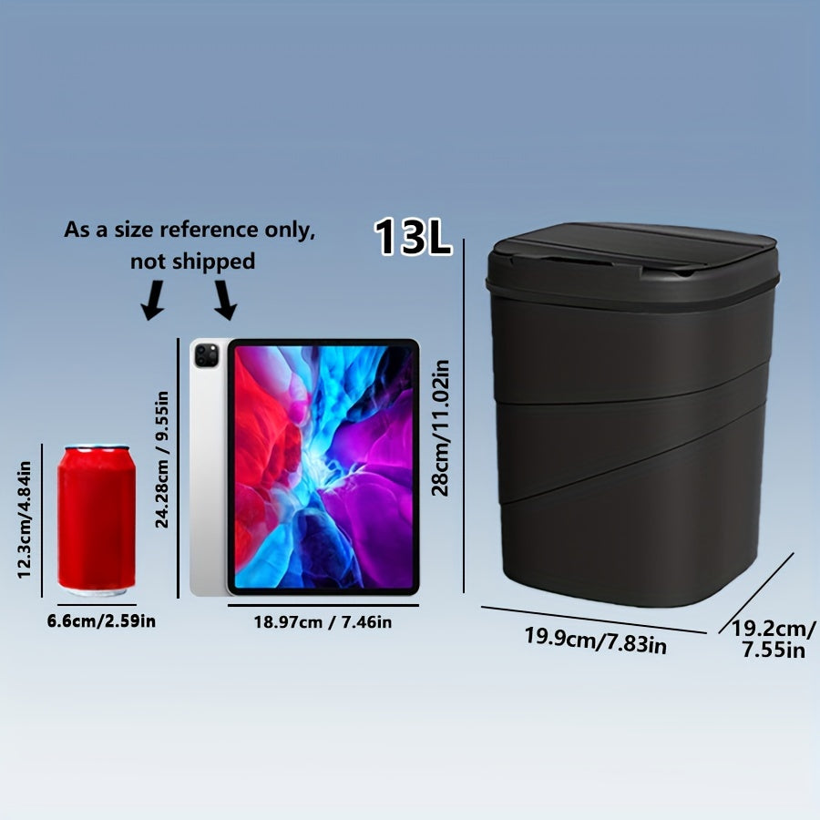 Универсальная мусорная корзина, подходящая для использования на кухне и в ванной, с крышкой, открывающейся по сенсору. Идеально подходит для пищевых отходов и отходов из ванной, таких как бумажные полотенца, волосы и косметика.