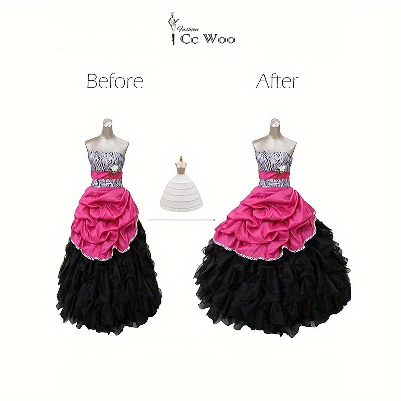 Adjustable Waist Bridal Petticoat Crinoline Underskirt with Steel Hoops Lace Hem for Wedding Bridesmaid Party Dresses