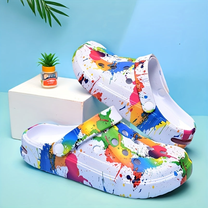 Women's Graffiti Print Clogs Lightweight Non-Slip Summer Garden Shoes