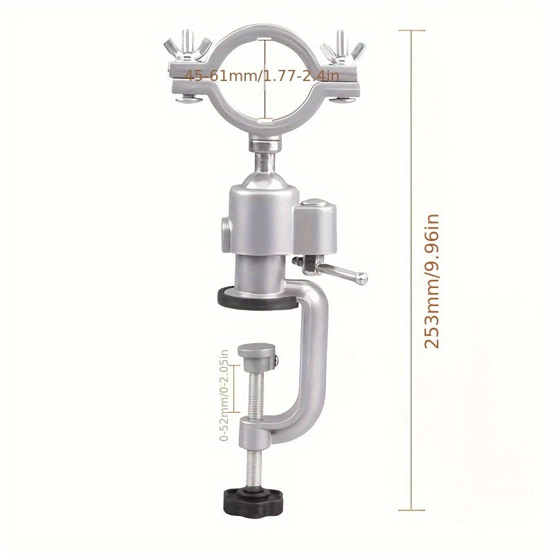 Adjustable Aluminum Electric Drill Stand with Clamp-On Base and Rotary Tool Compatibility