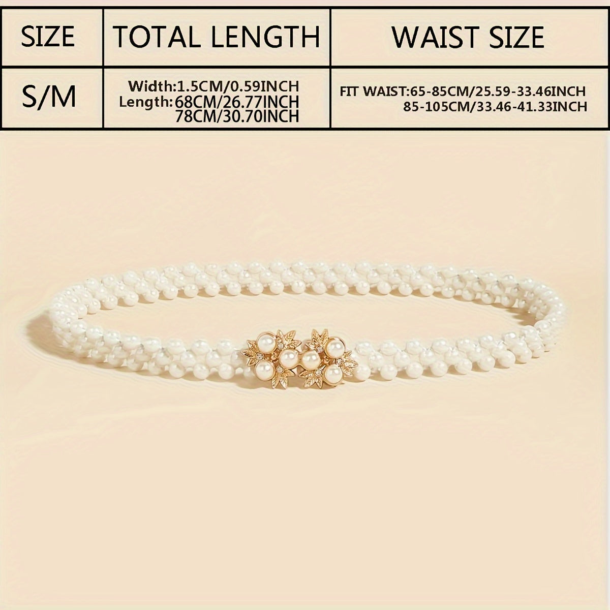 Женский летний поясной браслет с жемчугом и цветами