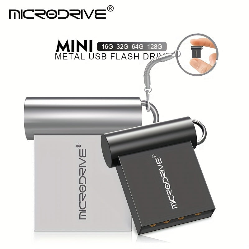 MICRODRIVE Super Mini Metal USB 2.0 Flesh Drayv Kalit zanjiri bilan - 16GB, 32GB, 64GB da mavjud