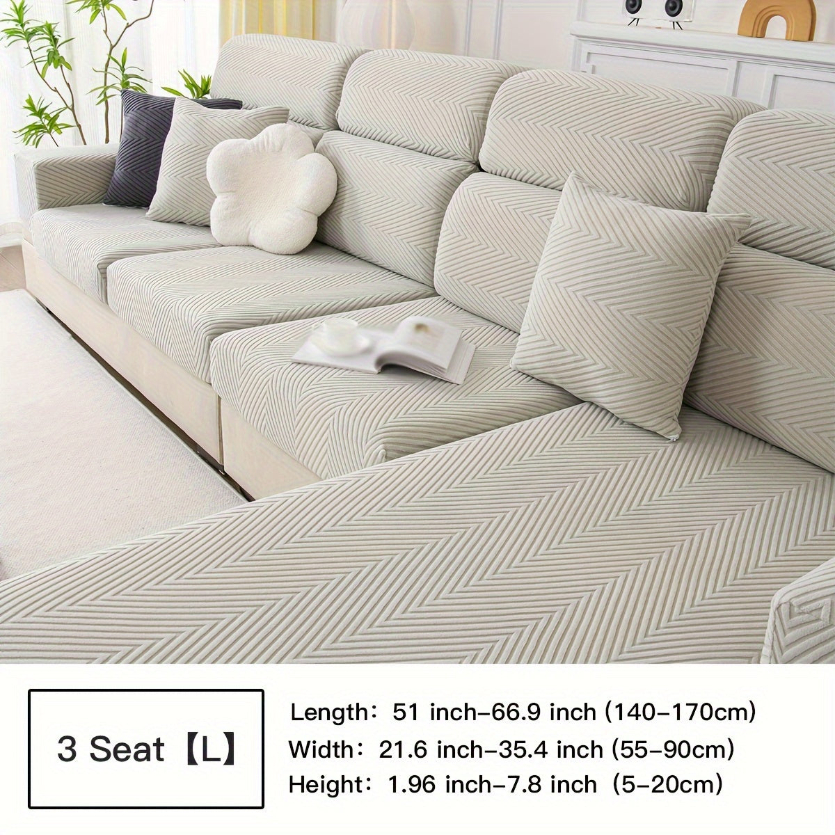 Waterproof Sofa Cover Elastic Stretch Jacquard Argyle Pattern for Home or Office