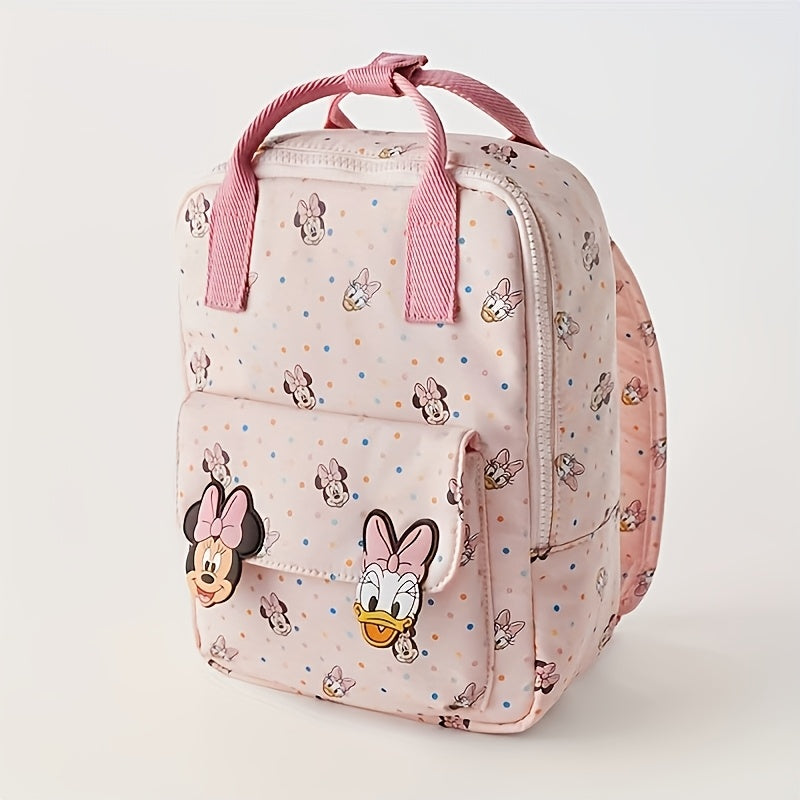 Women's Pink Minnie Daisy Printed Backpack Lightweight Polyester Canvas