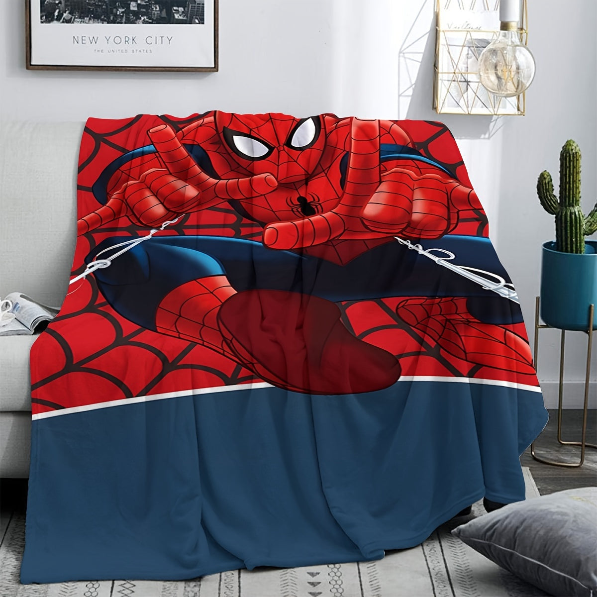 Soft Plush Spider-Man Throw Blanket for Couch Bed Travel Car Use